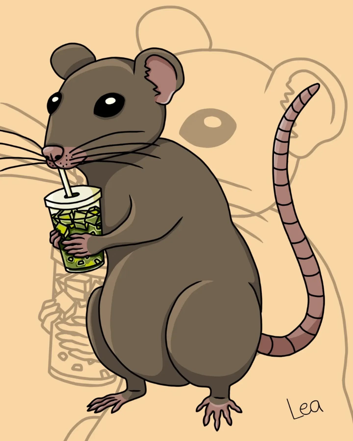 Matcha in der Hand, alle Sorgen vergessen. ✨️🐀

#digitalekunst #illustration #rattenliebe #matcha #cartoonstyle