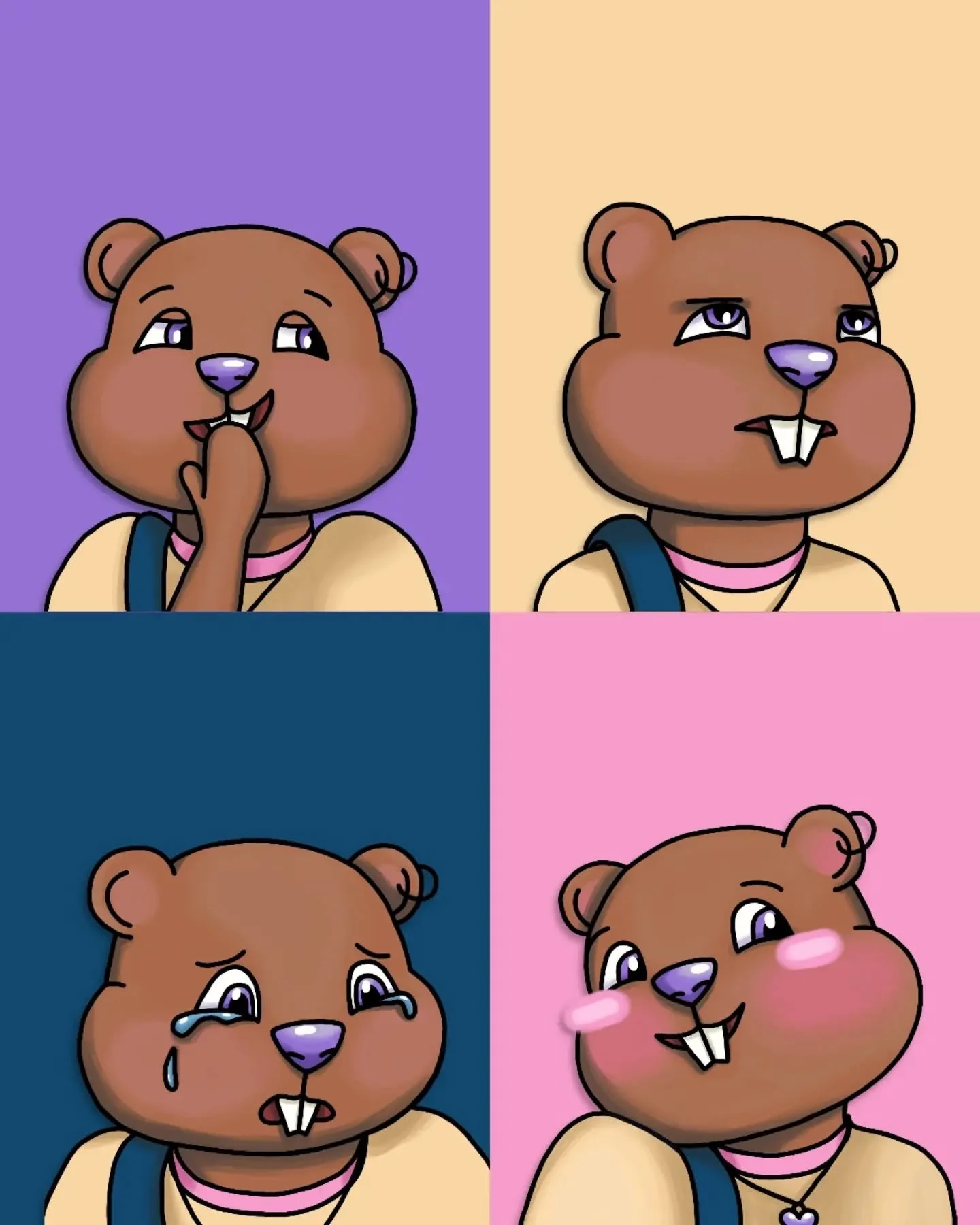 Alle Emotionen sind wichtig! 

Ember wird immer facettenreicher und entdeckt neue Seiten an sich. 
Durch was wurden diese Gef&uuml;hle wohl bei ihr ausgel&ouml;st? 

#digitalillustration #charakterdesign #biberm&auml;dchen #emotionen #digitalekunst