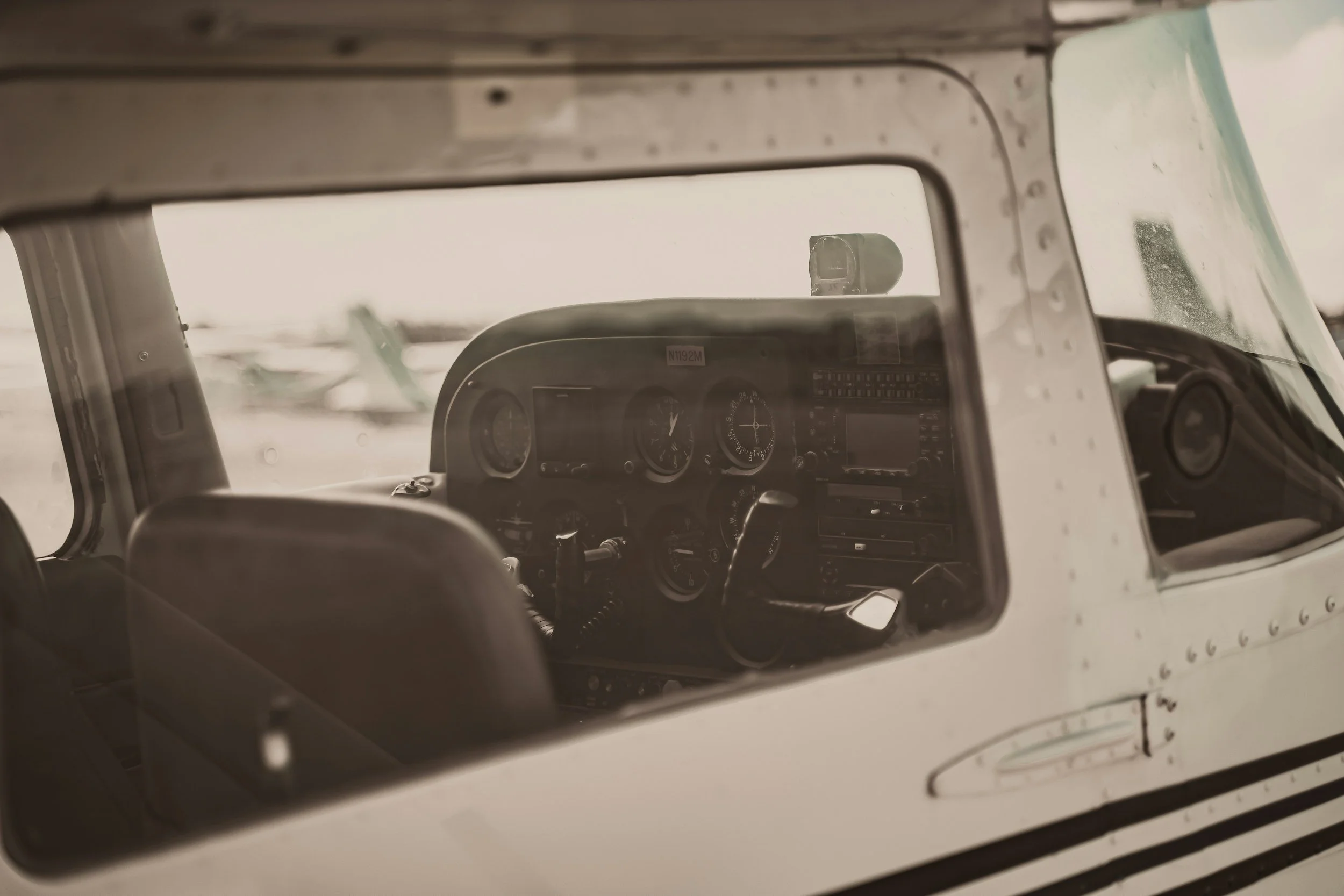 Small aircraft cockpit during flight instruction with CSRA Flight Coach in Augusta, GA
