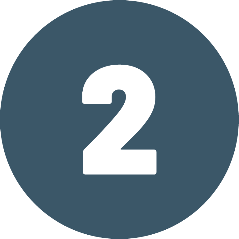Number 2 inside a dark blue circle
