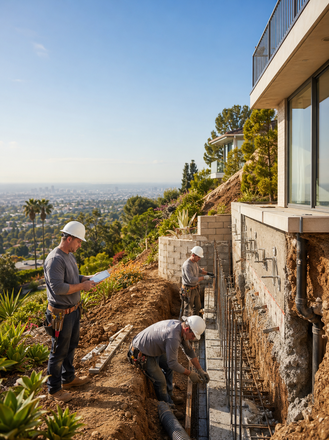 People working on House by Hill Side