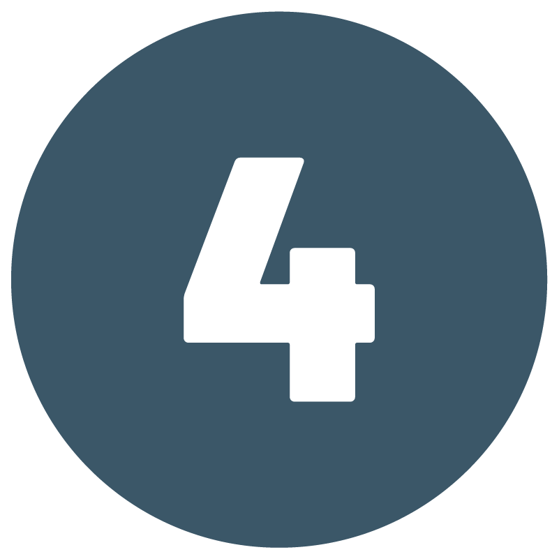 A blue circular sign with the number 4 in black.