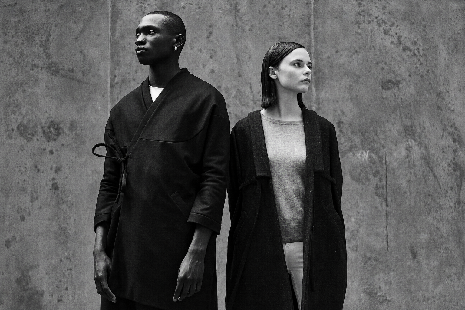 Joelle & Jeremy — Portrait éditorial de deux mannequins réalisé en noir et blanc.