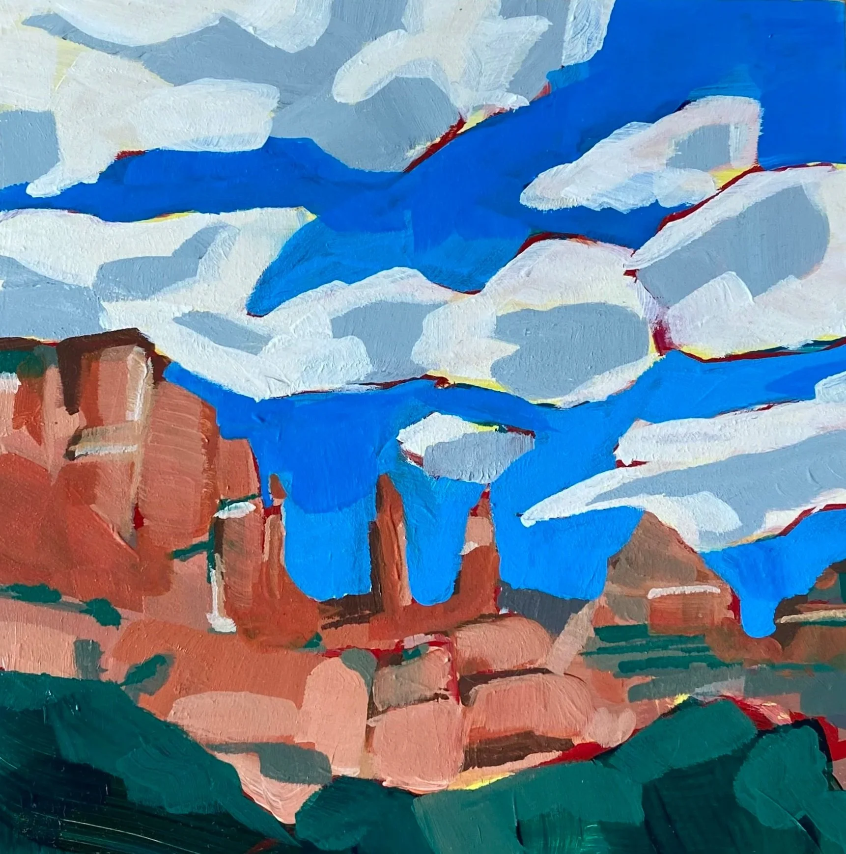 Sedona, acrylic on cradled wood, 6x6". 2024.