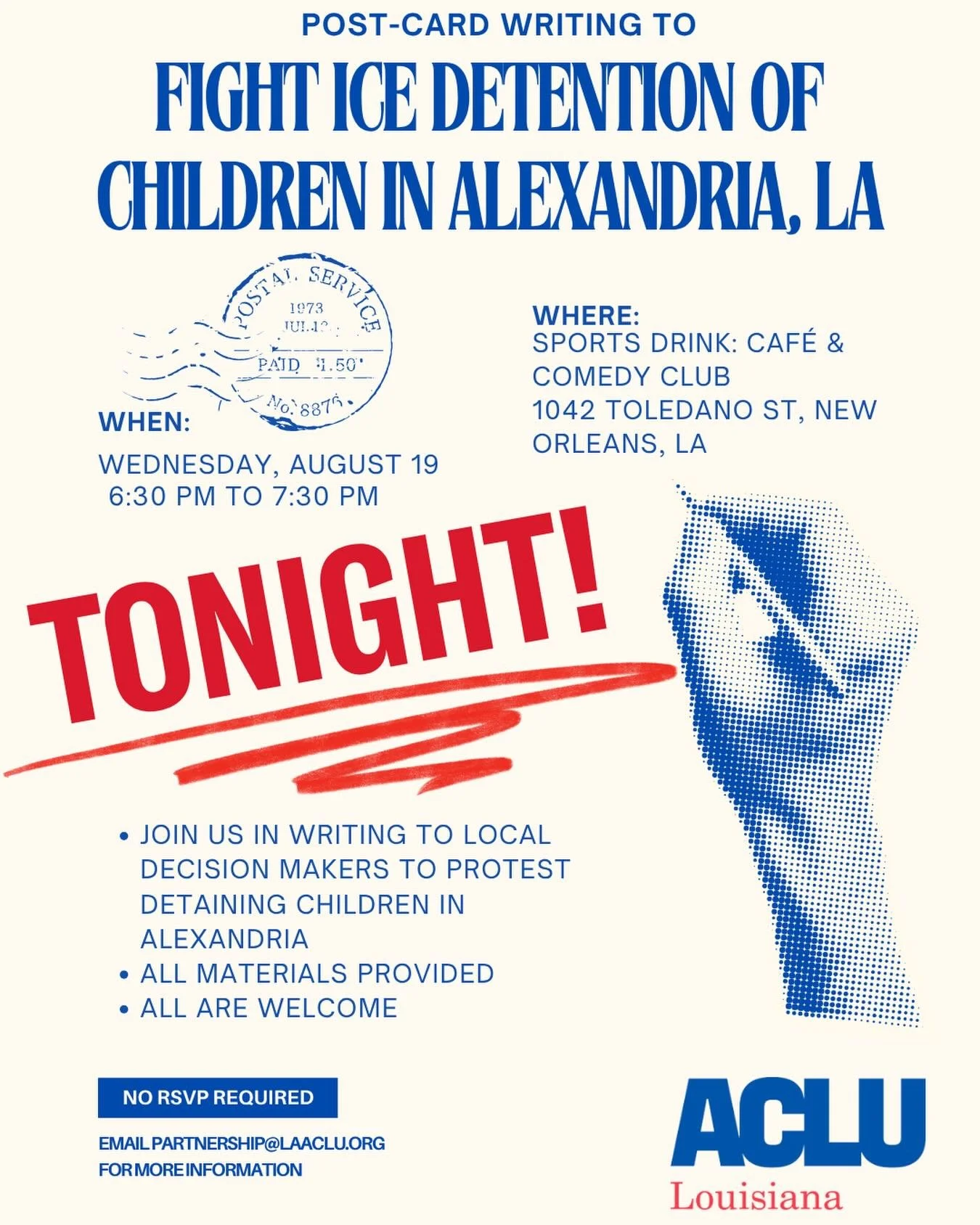 TONIGHT! Join us at @sprtsdrnk from 6:30-7:30 to send letters to the England Airpark Board of Commissioners who have agreed to let ICE build a facility for imprisoning women and children in Alexandria. Louisianans don&rsquo;t want this. Let&rsquo;s l