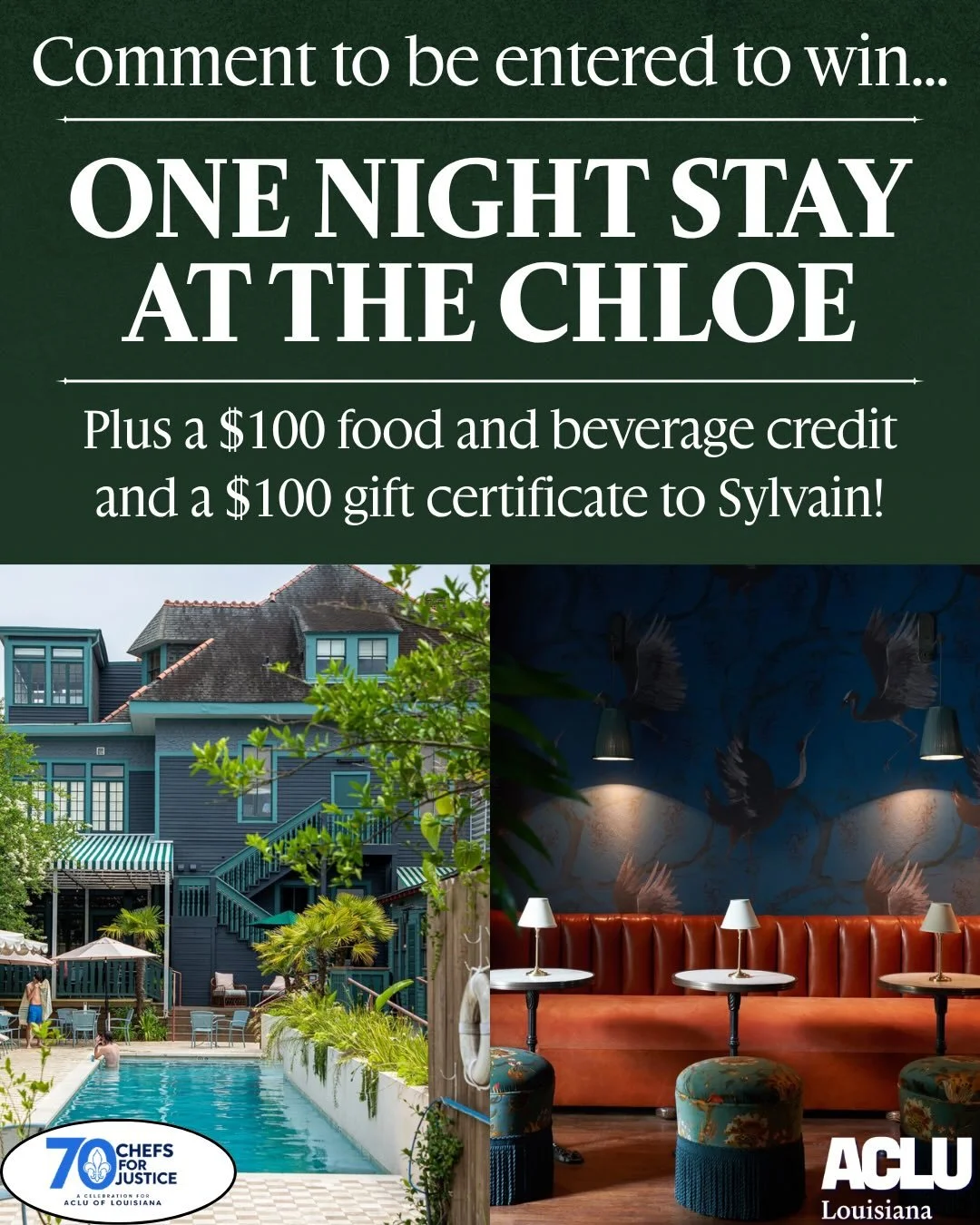 Comment and tag participating restaurants in Chefs for Justice that you&rsquo;ve gone to this month or are excited to try! One commenter will win a free stay at @thechloenola! #chefsforjustice #nolafoodie #neworleans #louisiana