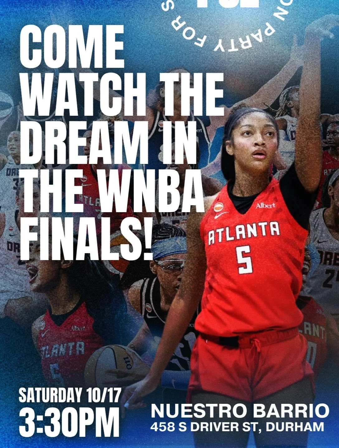The Dream is in the finals, and we&rsquo;re screening it at Nuestro Barrio‼️

Join us tomorrow for a special extended open hours at Nuestro Barrio for a watch party of the WNBA finals. Come root for the South&rsquo;s very own Atlanta Dream and chat w