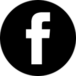 Black background with a white Facebook logo