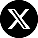 White stylized X logo on a black background