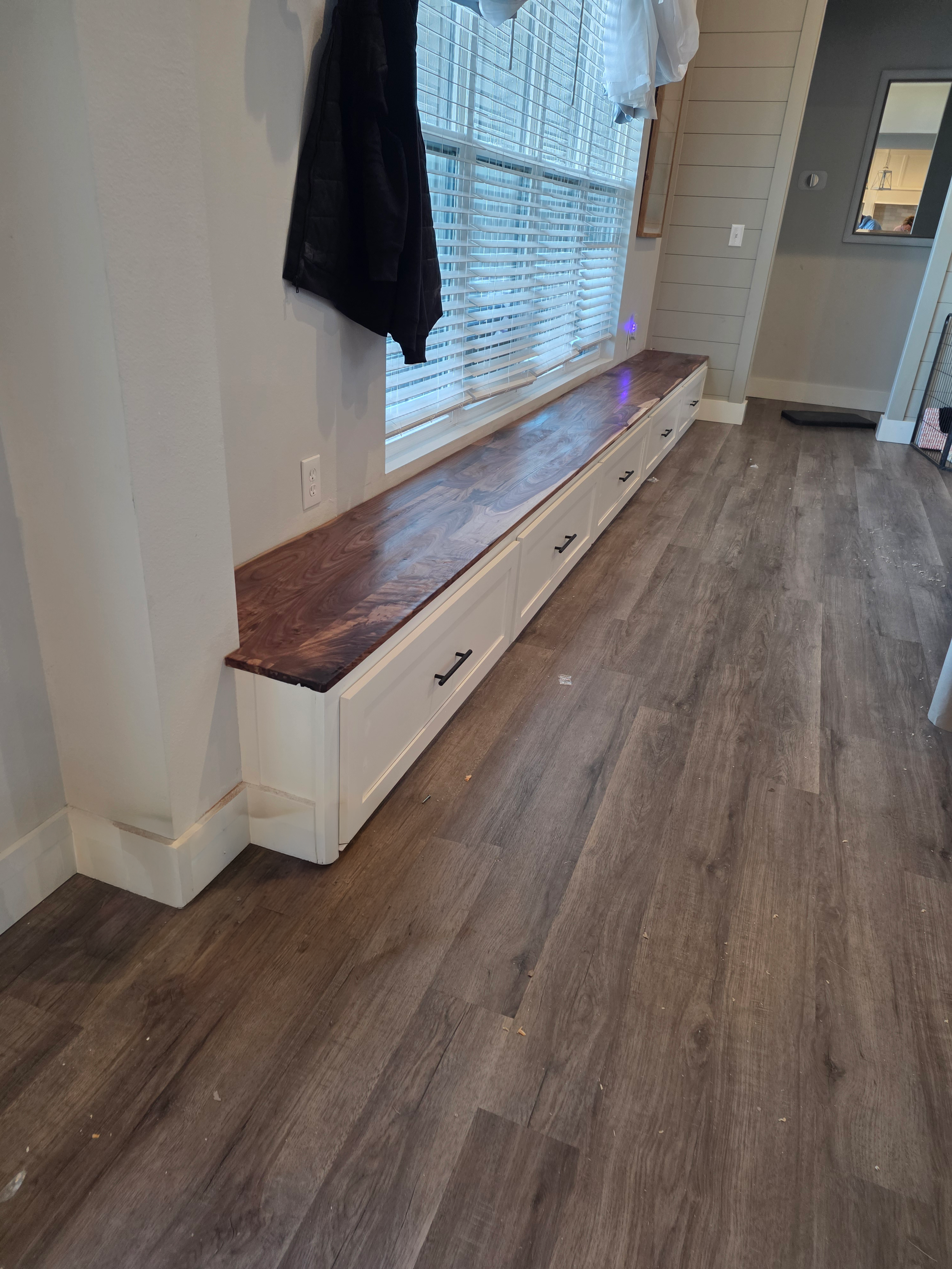 Living Room Bench Drawers (16' long)