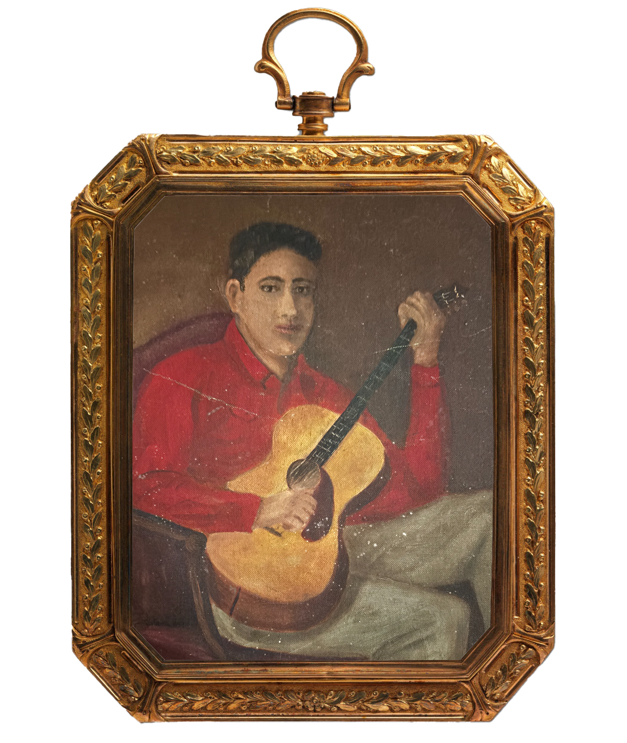 painting of a man playing guitar