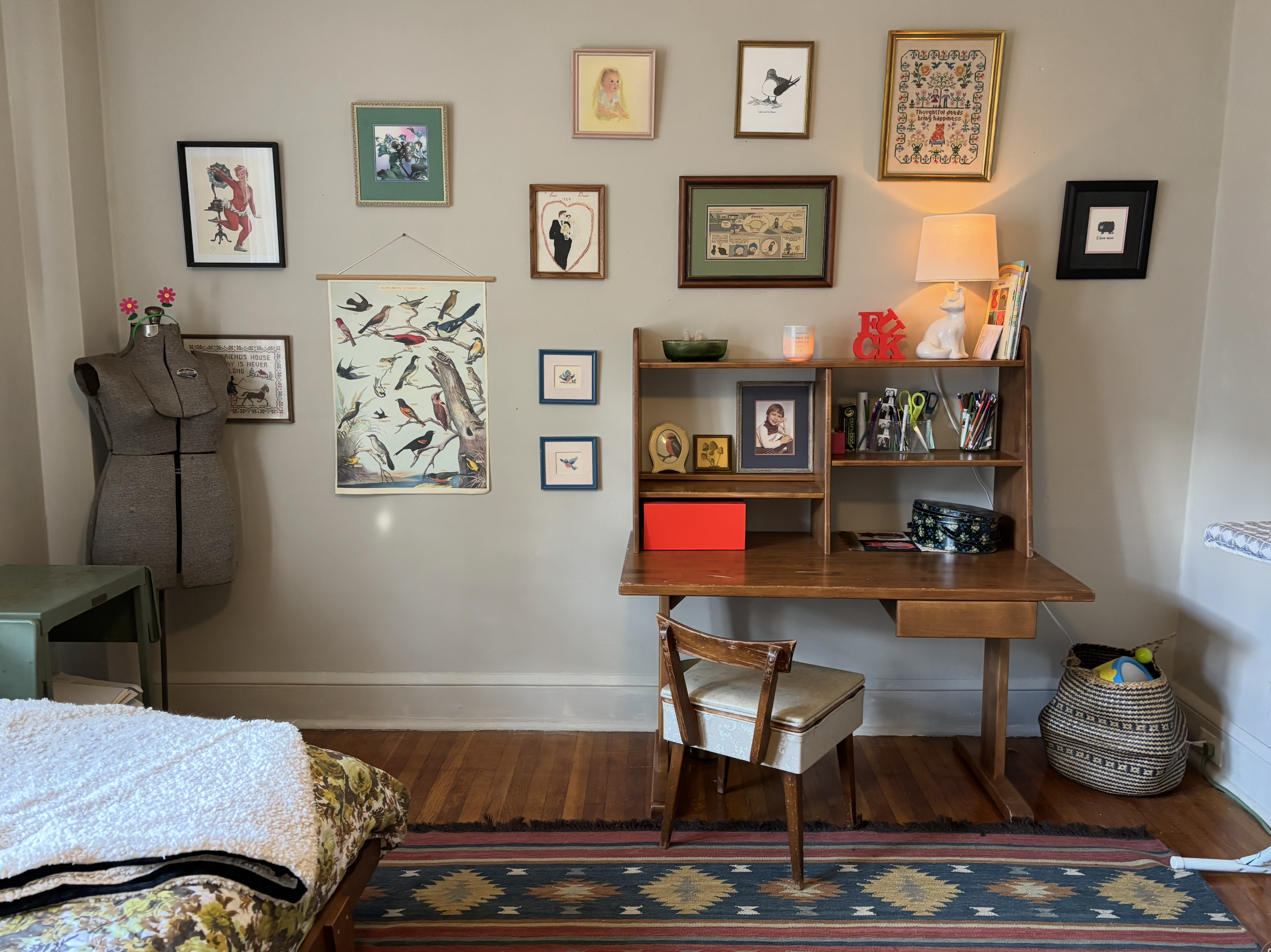 A craft room should be as weird and creative as you can make it. This is where you put the art that doesn't ft your everyday decor. 
