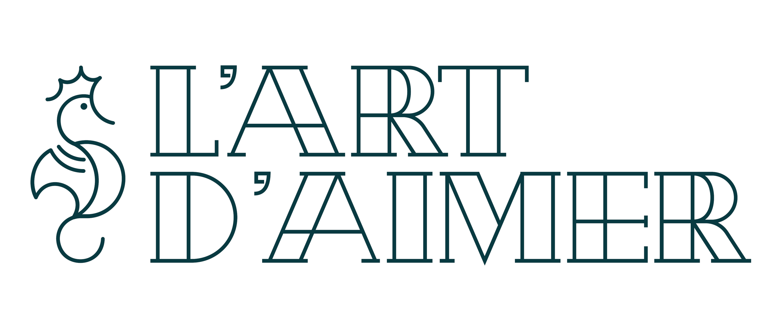 Logo avec un symbole de cheval et le texte 'L'ART D'ÁIMER' écrit en majuscules stylisées.