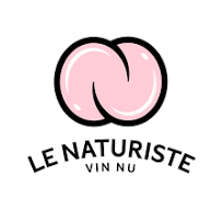 Cerise rose avec texte 'Le Naturiste Vin Nu' en dessous.