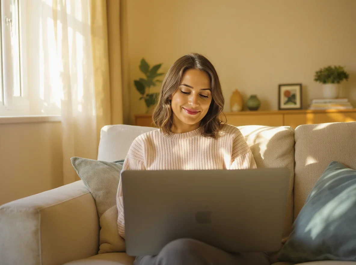 Therapist reviewing notes on a laptop