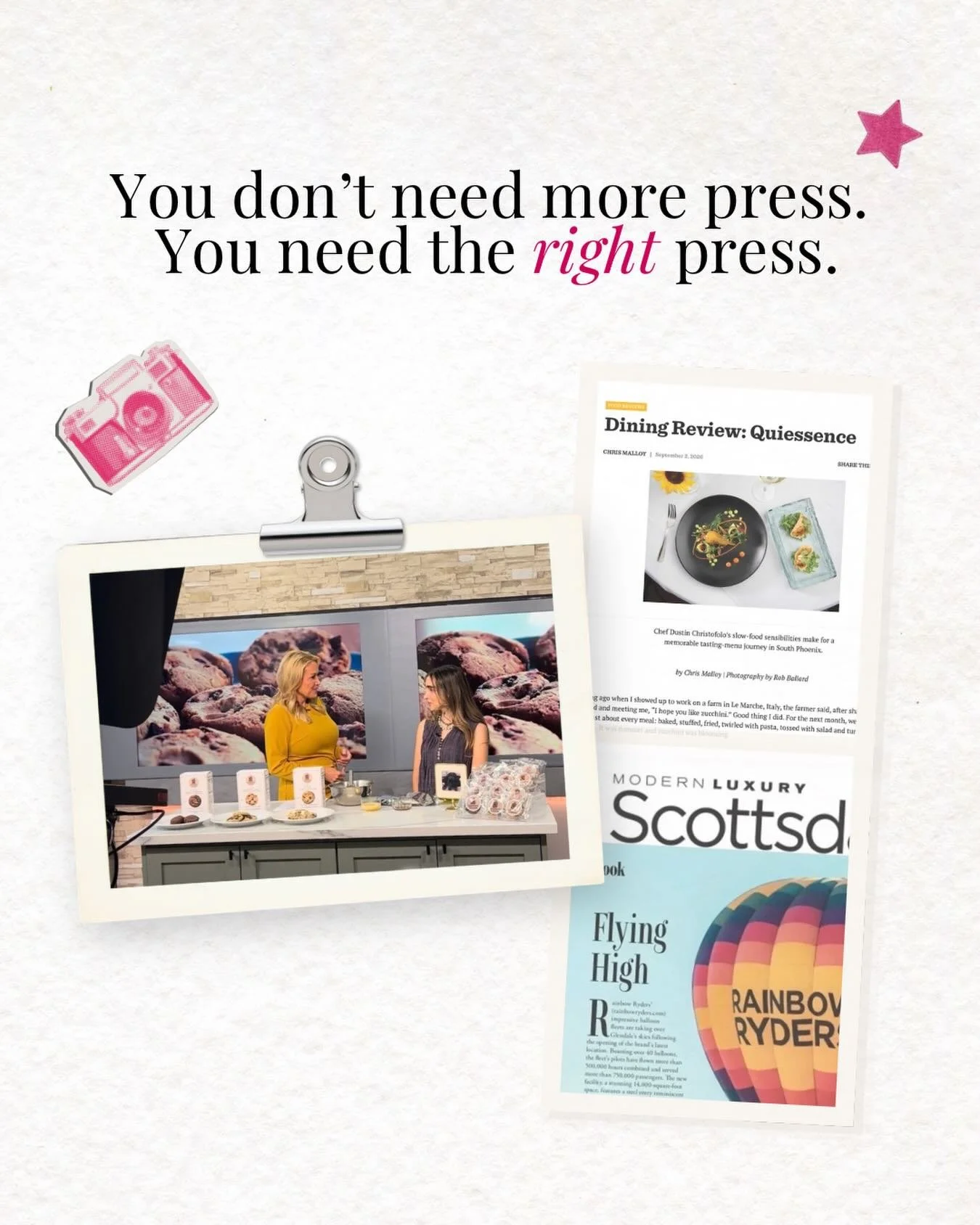 You don&rsquo;t need more press. You need the right press. ✨

The placements that actually move the needle are the ones that put your brand in front of the right audience, whether that&rsquo;s a local TV segment, a national feature or the perfect pri