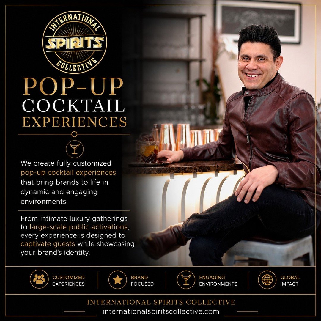 Where brands meet the bar. 🥃✨

International Spirits Collective creates fully customized pop-up cocktail experiences designed to bring brands to life. From intimate luxury gatherings to large-scale public activations.

Thoughtful cocktails. Engaging