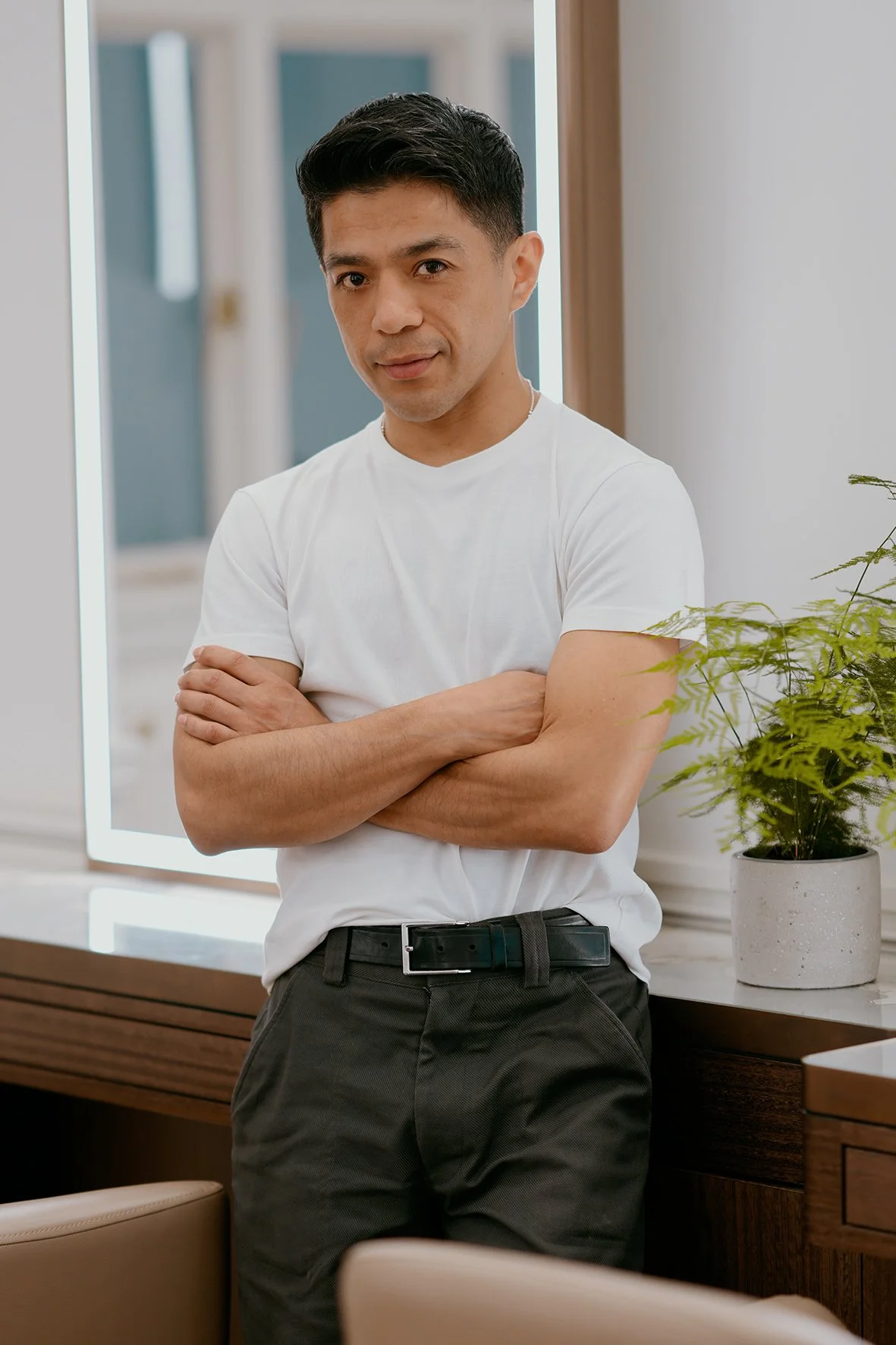 Portrait of Nelson Morales, hair stylist at The Six, Mayfair.