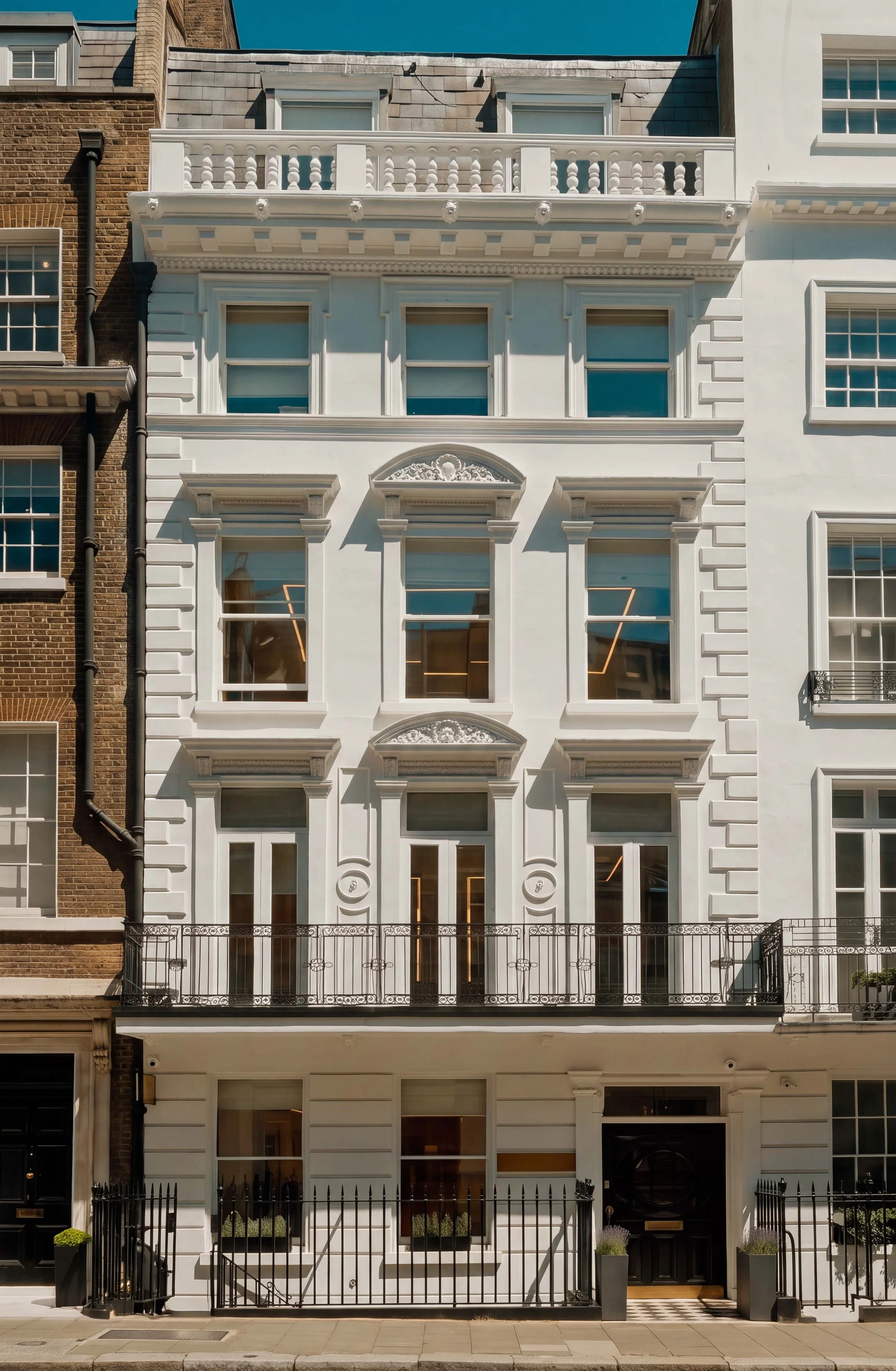 exterior of The Six, a grade 2 listed townhouse in the hearth of Mayfair, London