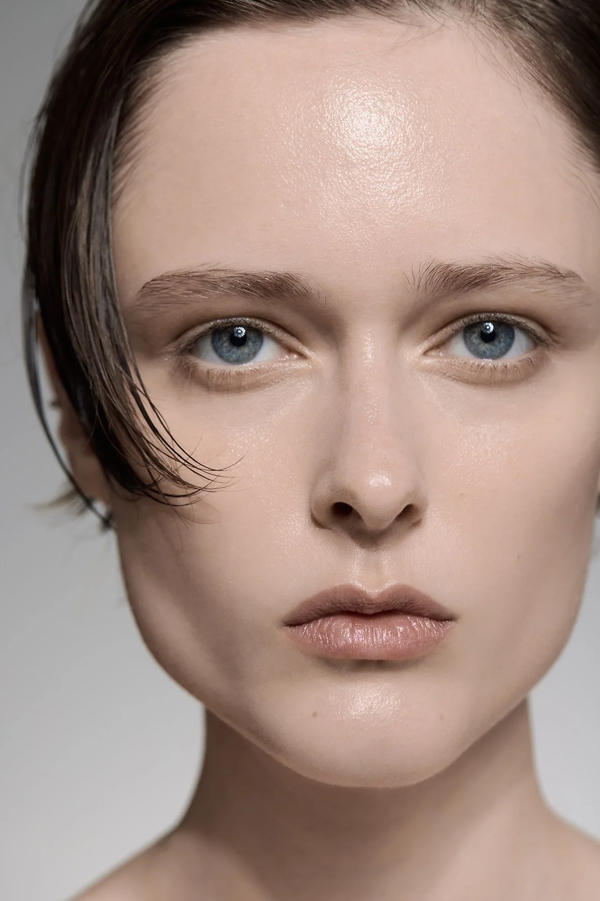 Close-up of a model beauty shoot with hair style details by Domenico Sansone.