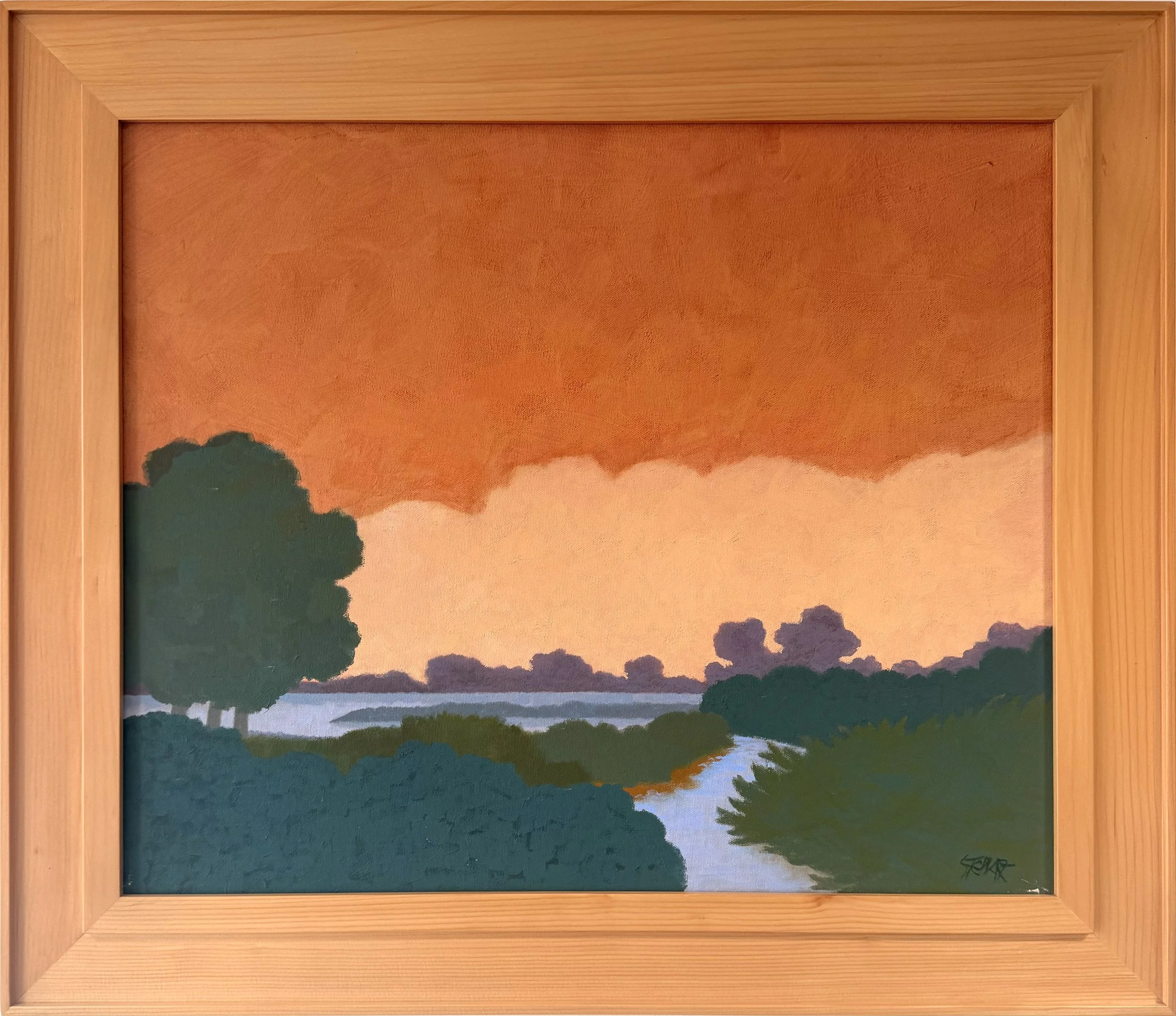River and Sea, c.1985 || Acrylic on Canvas || 20" x 24"