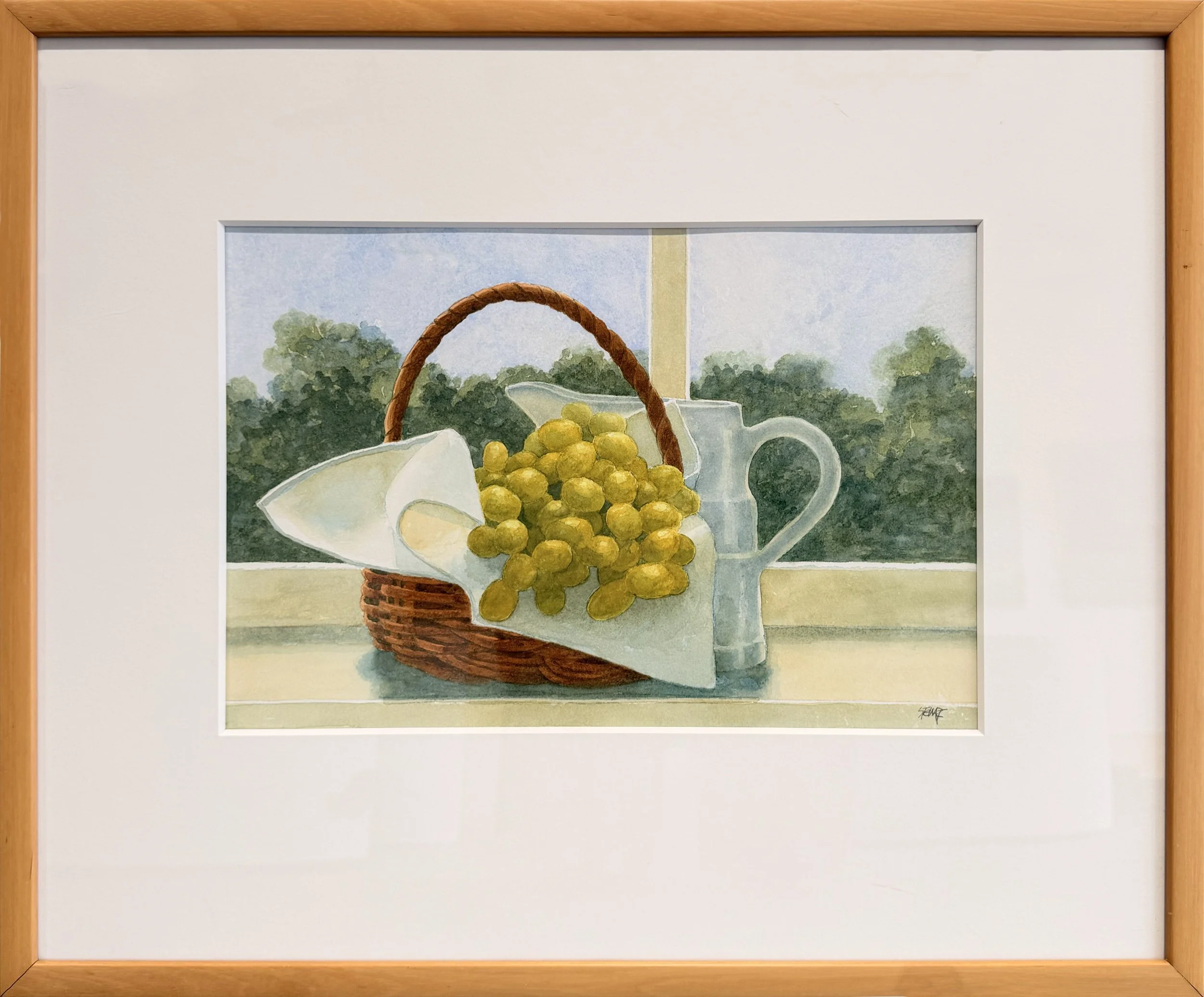 Grapes and Basket, c.1985  ||  Water Color on Paper  ||  12" x 17" 