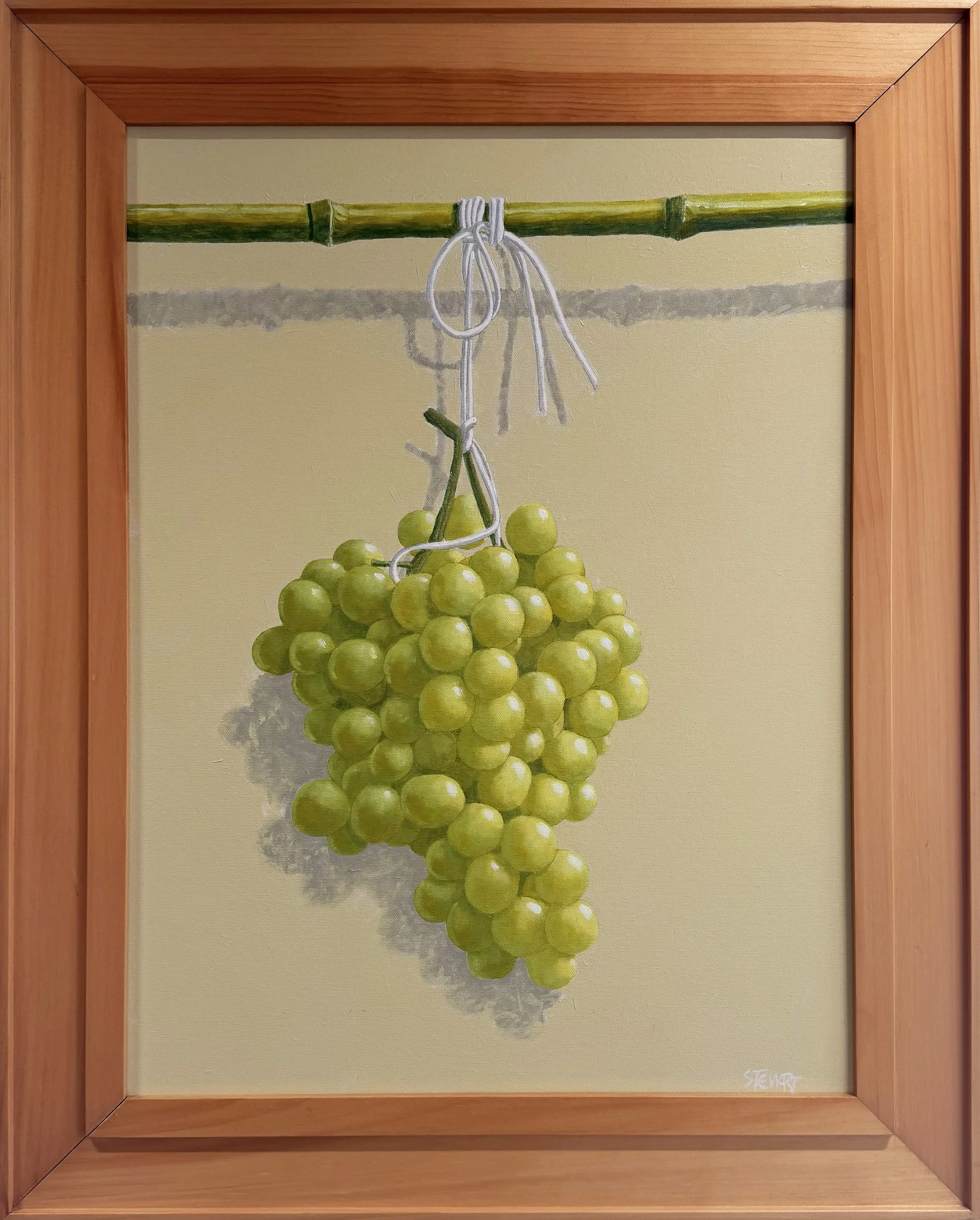 Green Grapes and Bamboo, c.1985 ||  Acrylic on Canvas || 24" x 20"