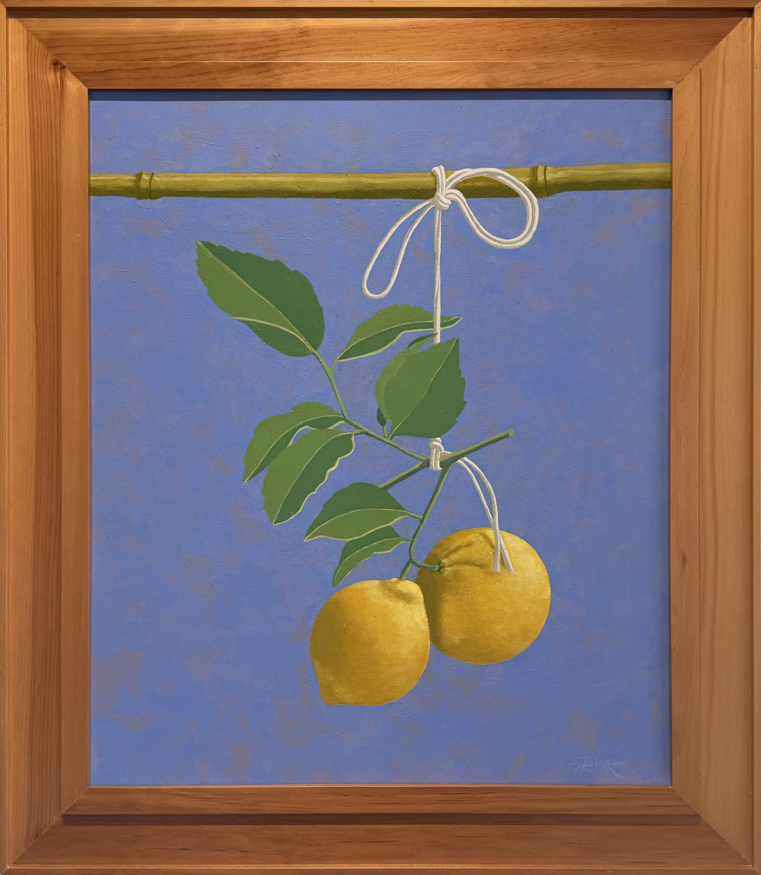 Lemons and Bamboo, c.1985 ||  Acrylic on Canvas || 24" x 20"