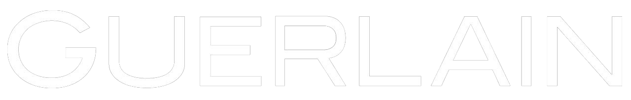 Guerlain logo in white text on a black background.