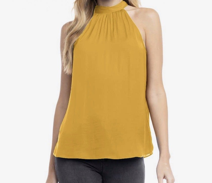 Mock Neck Satin Top