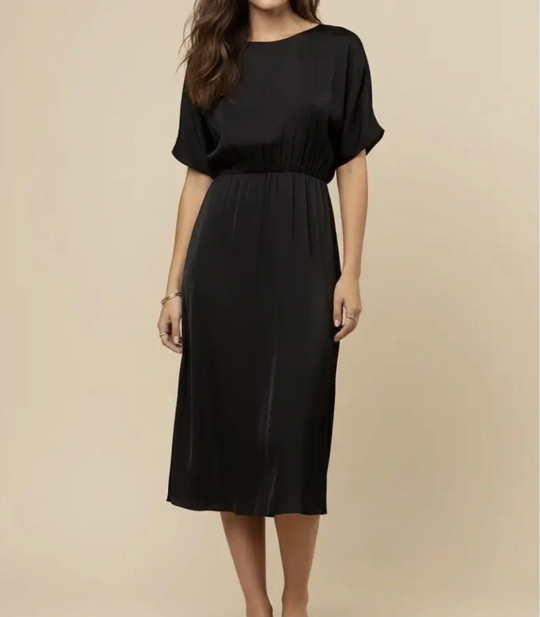 Boat Neck Dress with Side Slit