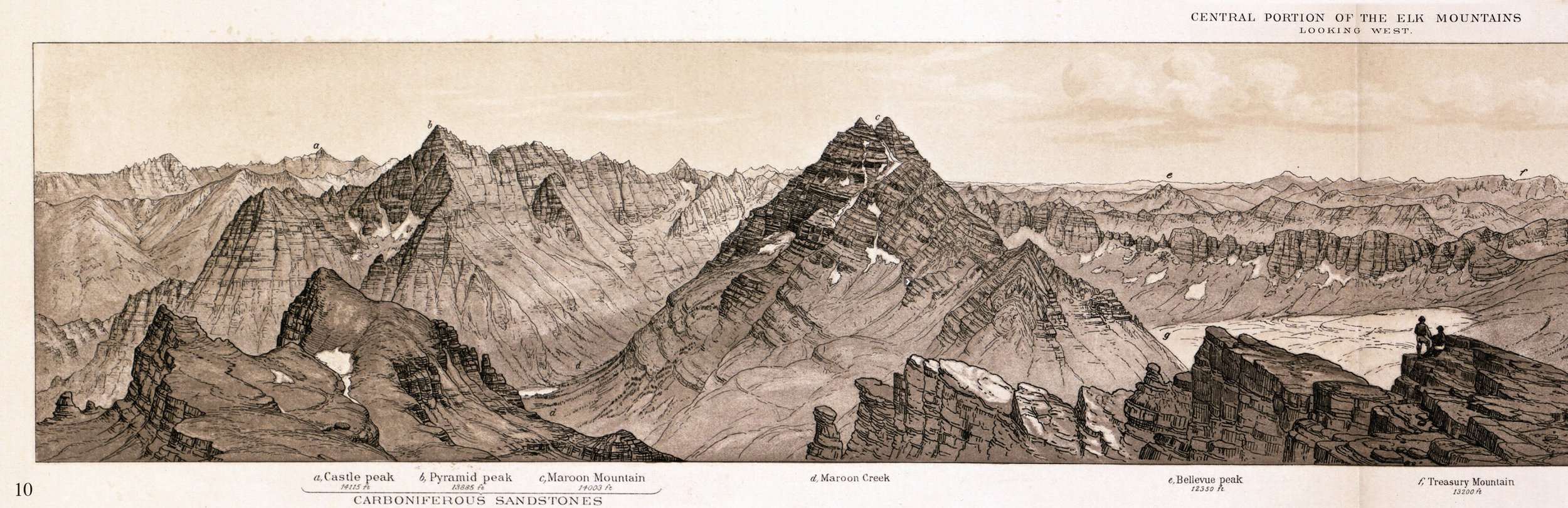 W. H. Holmes illustration of the Elk Mountains from the Hayden Survey of the west, Colorado