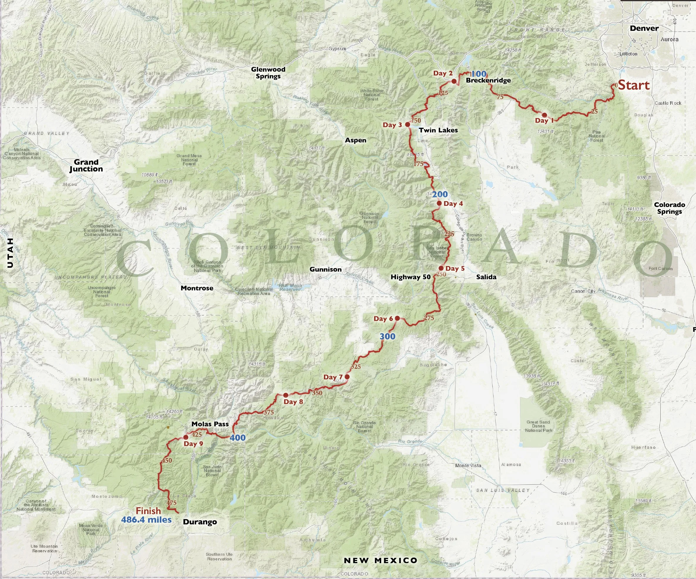 Colorado Trail Route Map