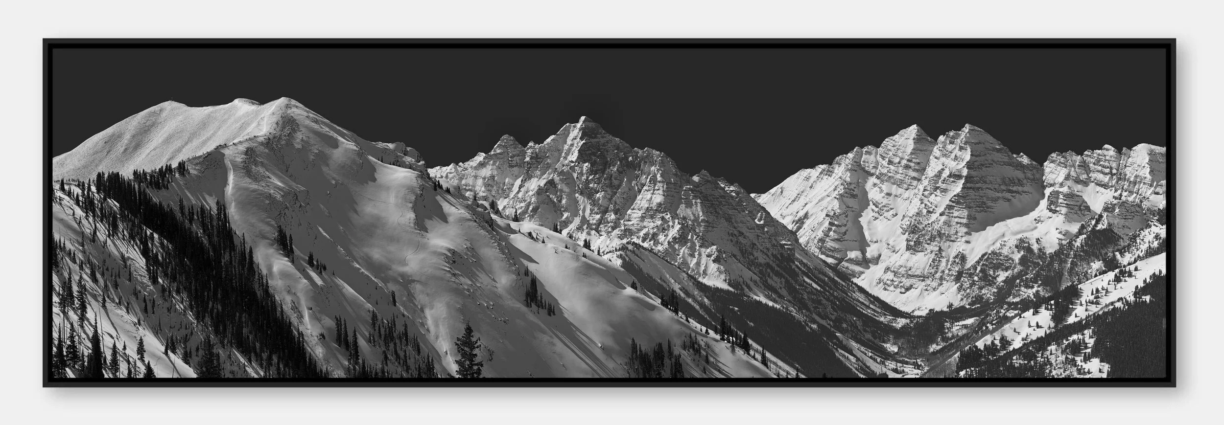 Highland Bowl, Pyramid Peak, Maroon Bells Panorama.  Framed Print on GlossMetal