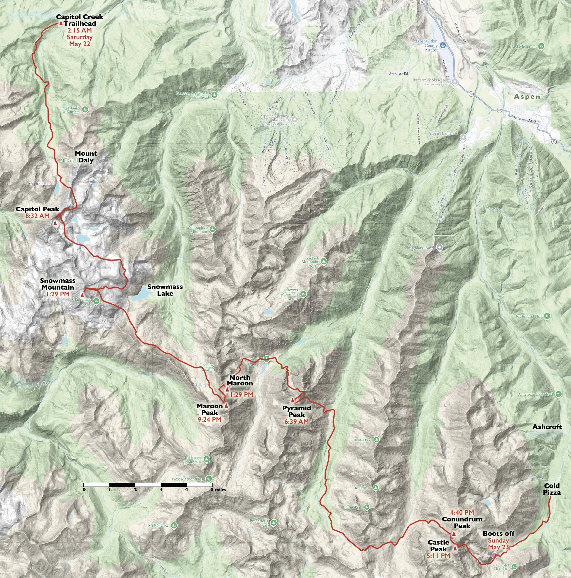 Victor Major Elks Traverse Map, Colorado, fourteeners, ski mountaineering, 