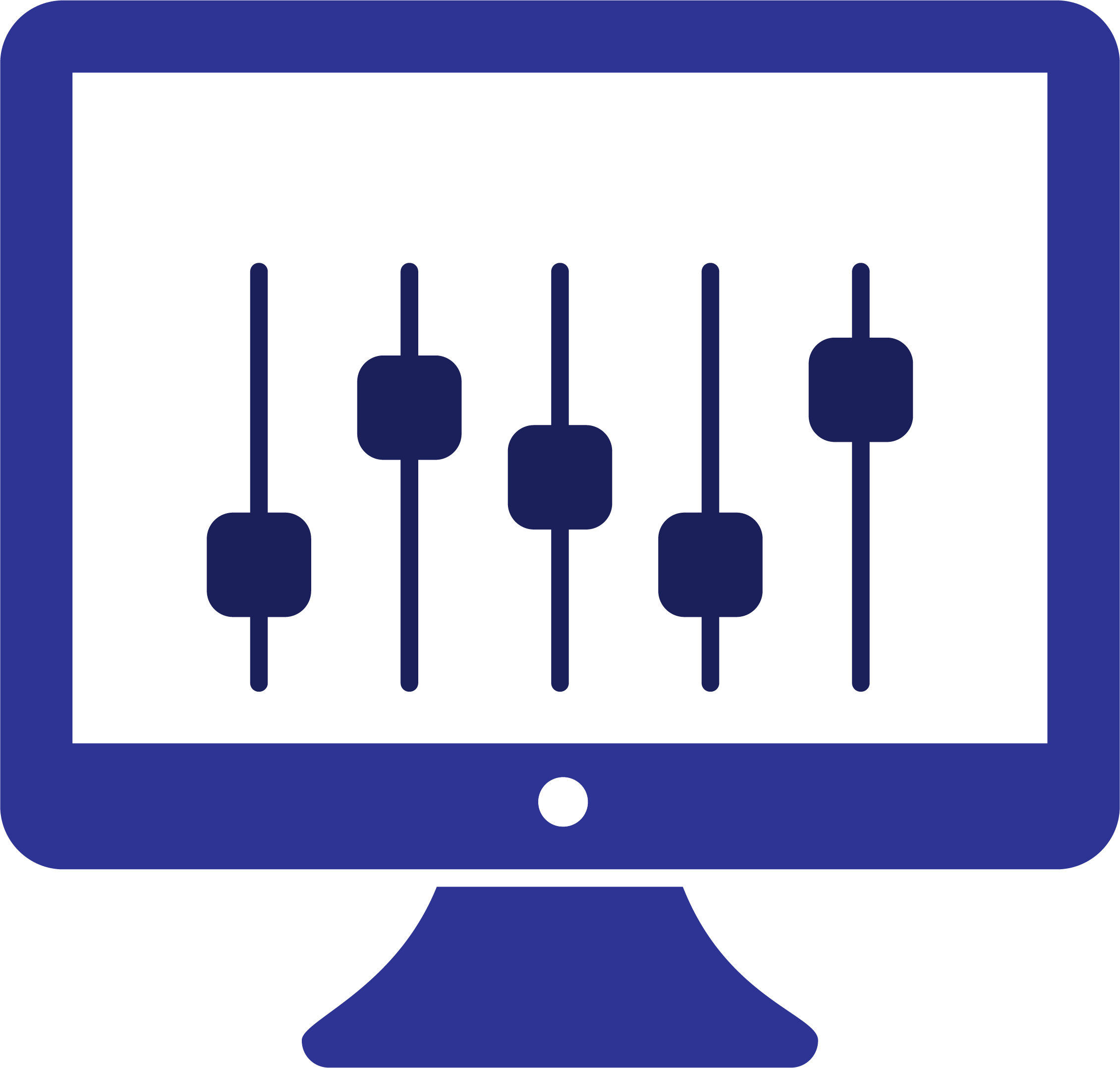 An illustration of a computer monitor, showing a chart on screen.
