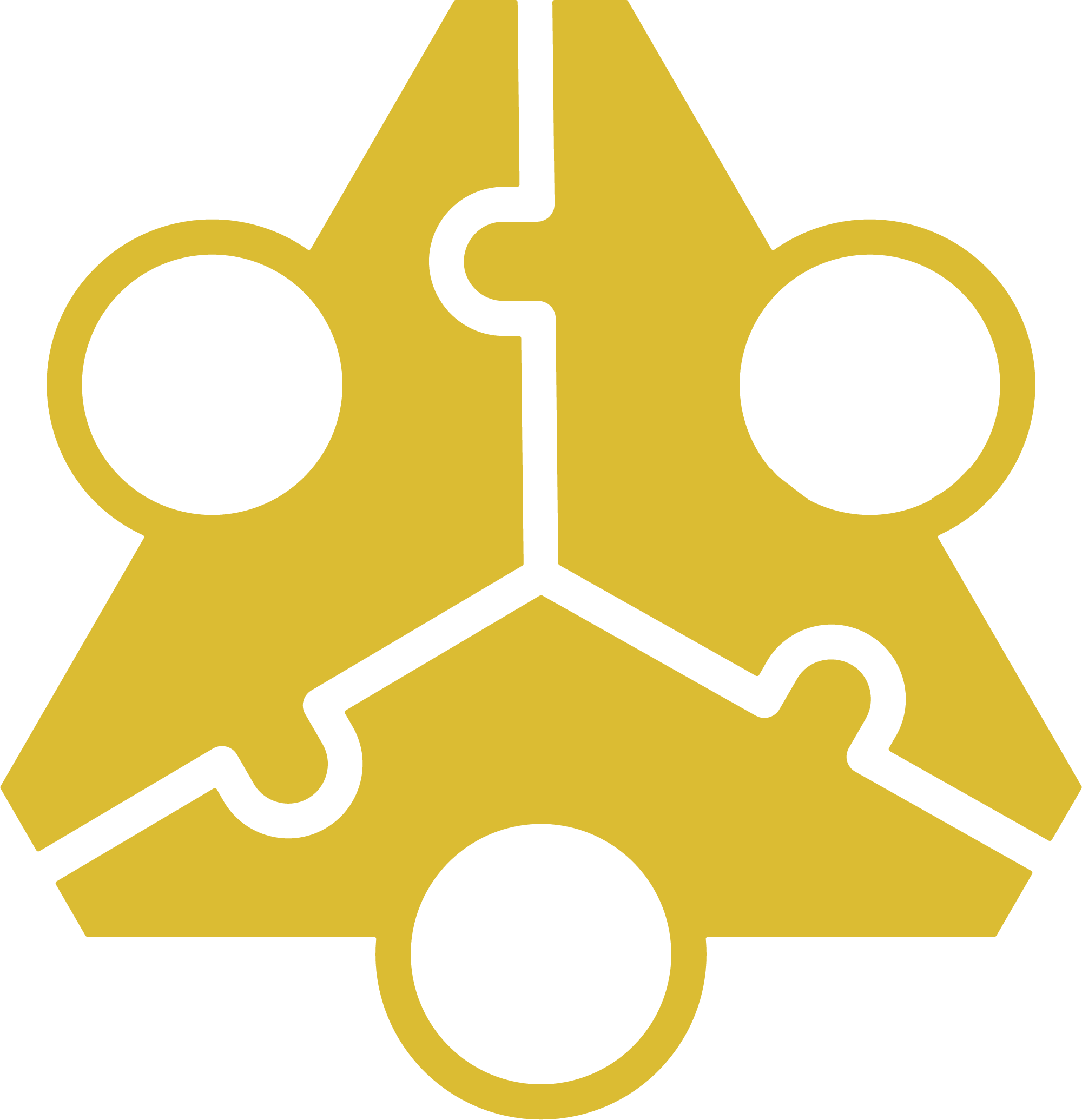 An illustration of yellow puzzle pieces, fit together, bringing all sides and needs together as one.