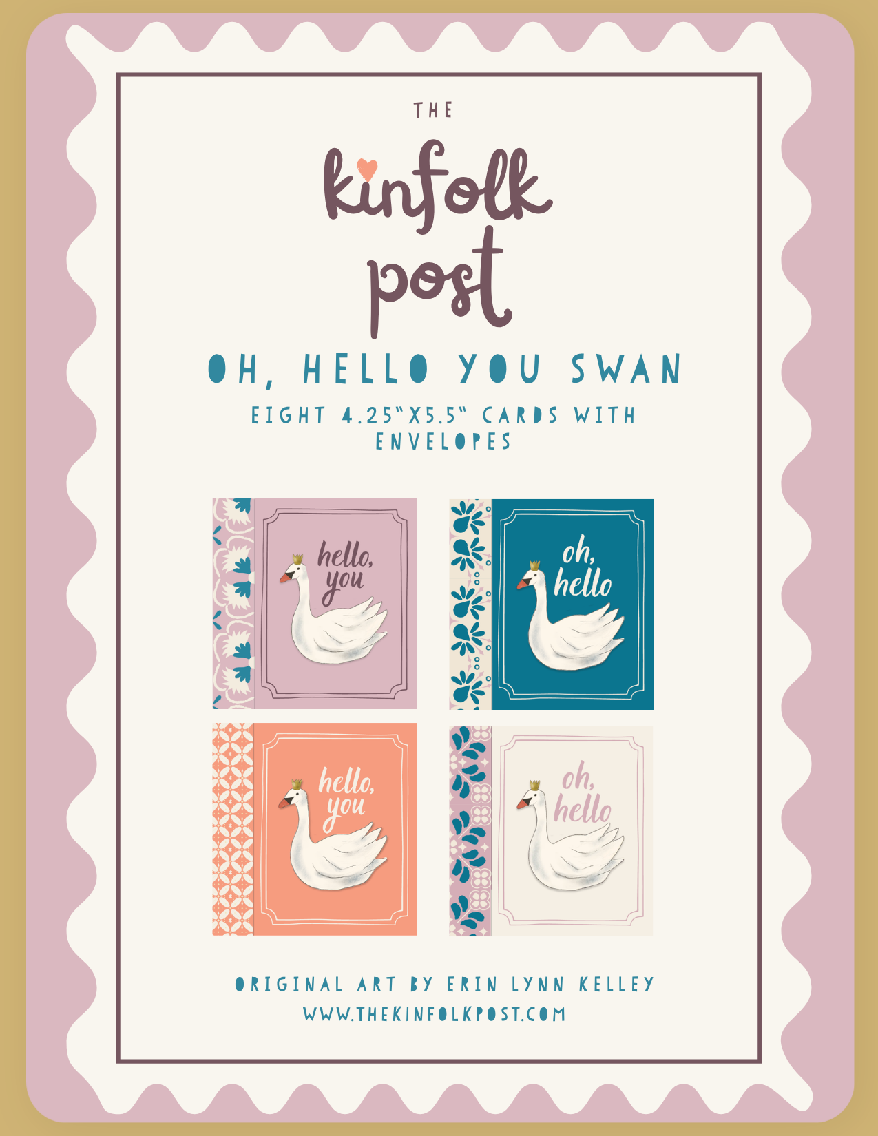 Hello Swan Box Set of 8 Cards