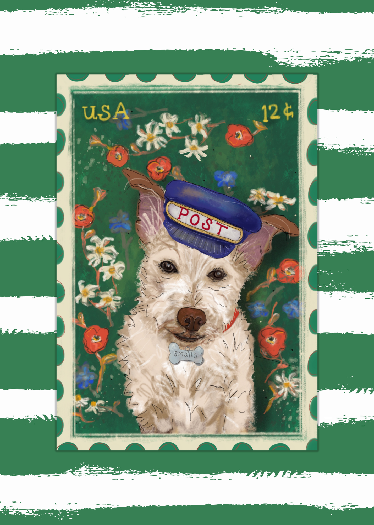 The Post Dog Animal Stamp Card