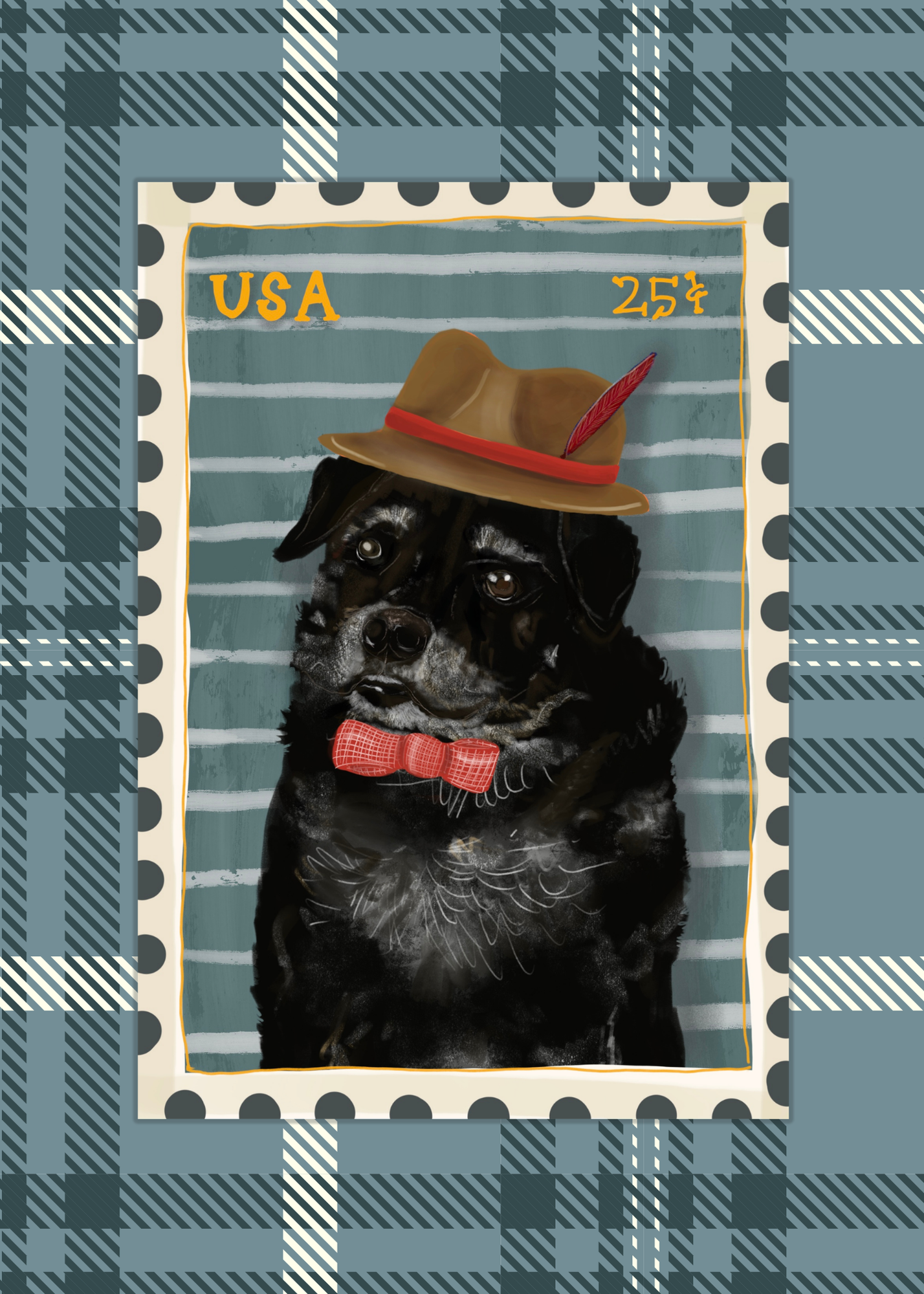 Old Man Dog Animal Stamp Card
