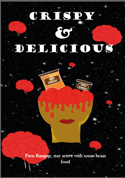 CRISPY & DELICIOUS
A surreal take on creativity and imagination, this poster combines a human mind with crispy snacks to create a playful “food for thought” concept. The design uses humour, visual storytelling, and bold imagery to capture attention a