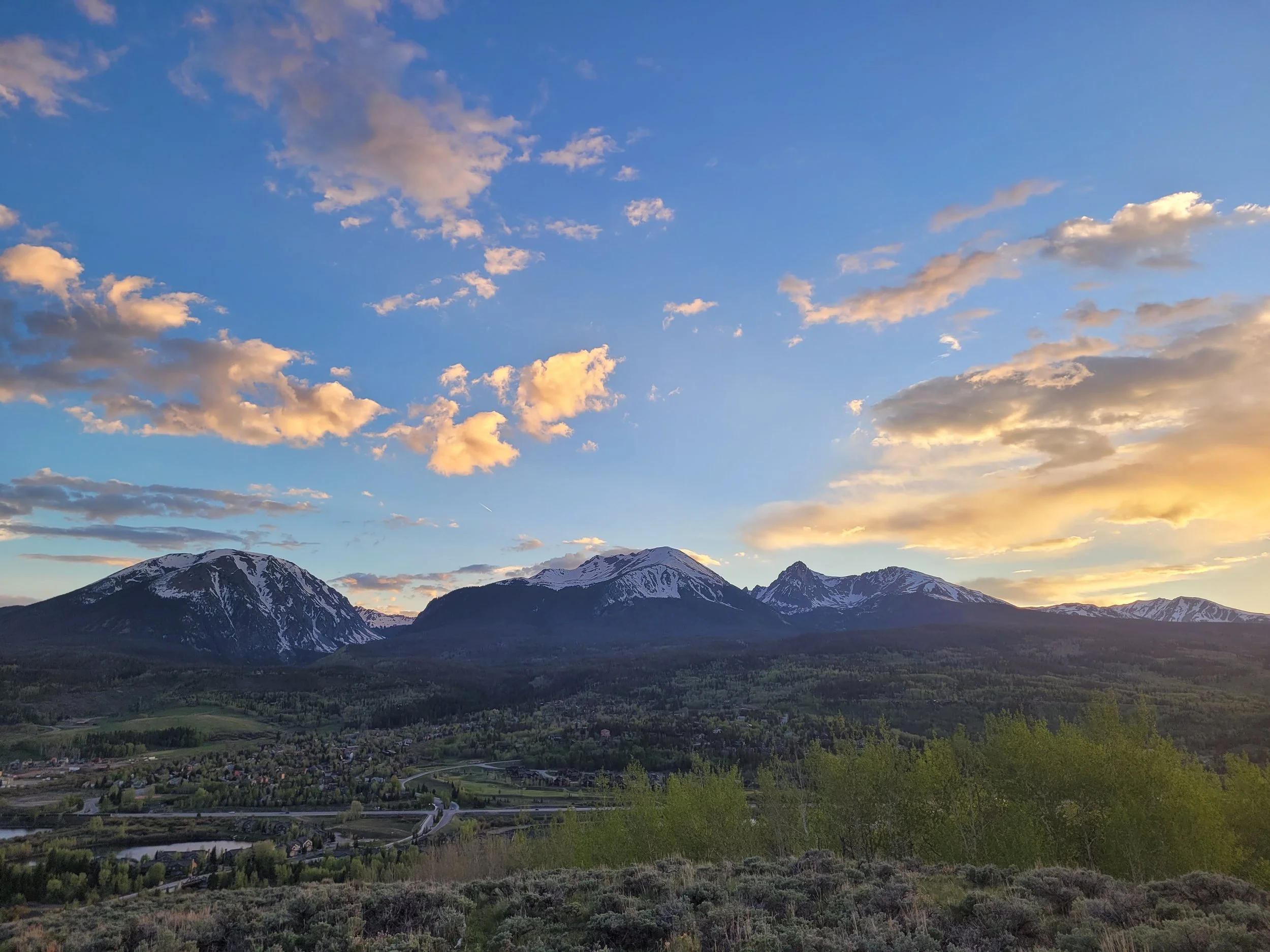 The Gore Range in Summit County, Colorado, specifically Buffalo mountain, Red mountain, and East Thorn in Silverthorne.