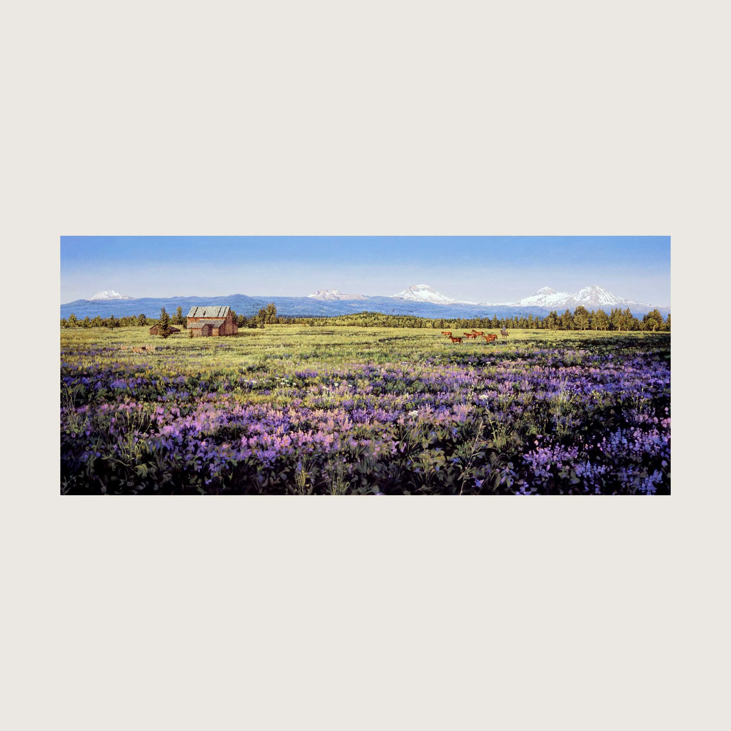 Cascade Springtime with Barn & Horses