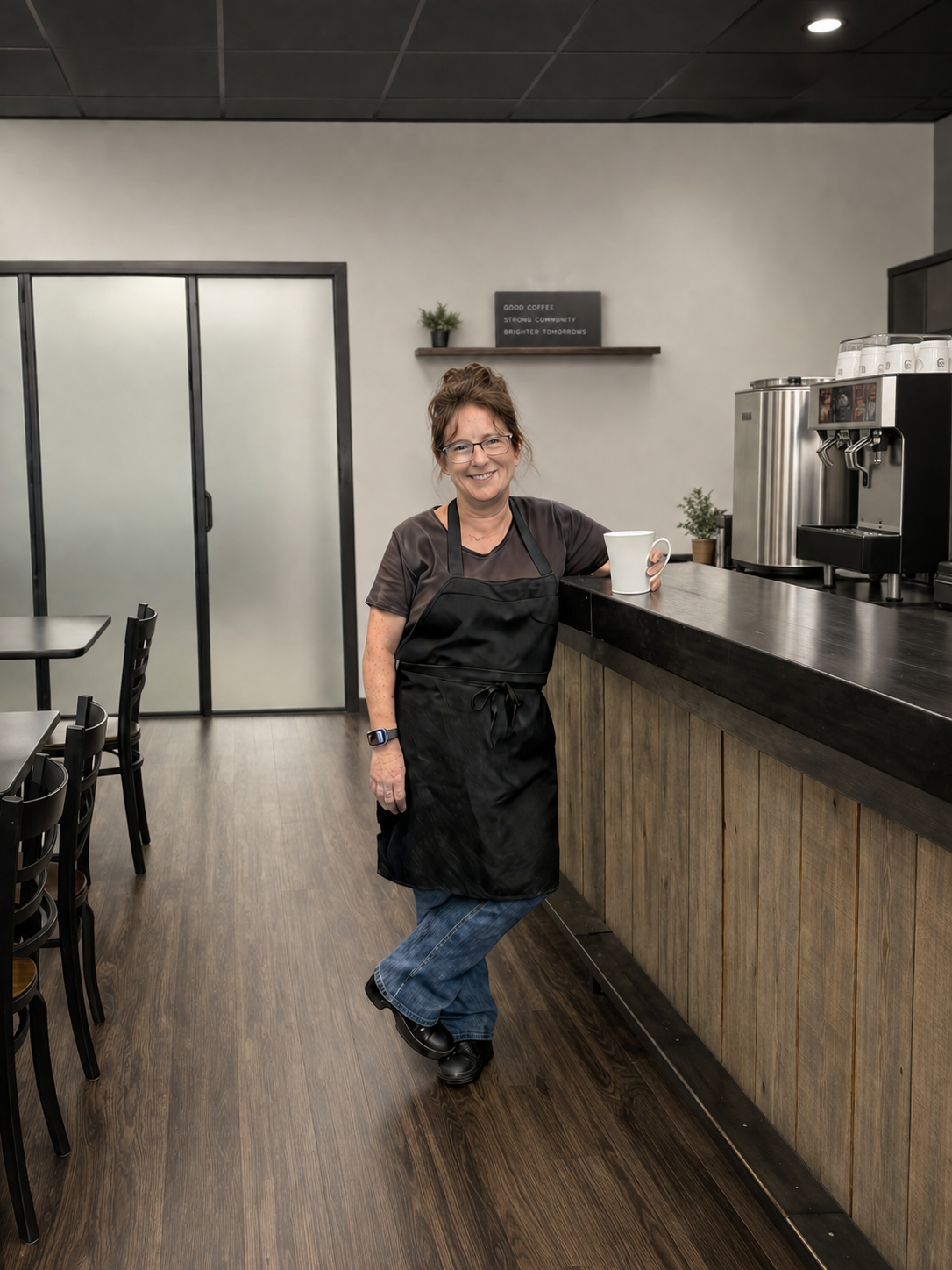Chef Kathy with coffee