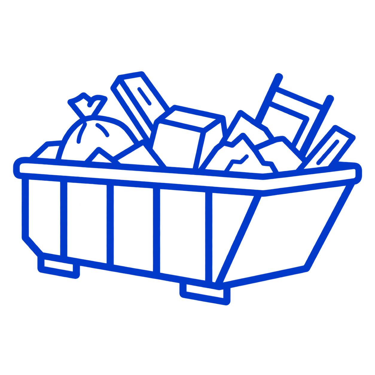 Blue neon outline of a shopping basket filled with various groceries like a watermelon, milk carton, and bottles.