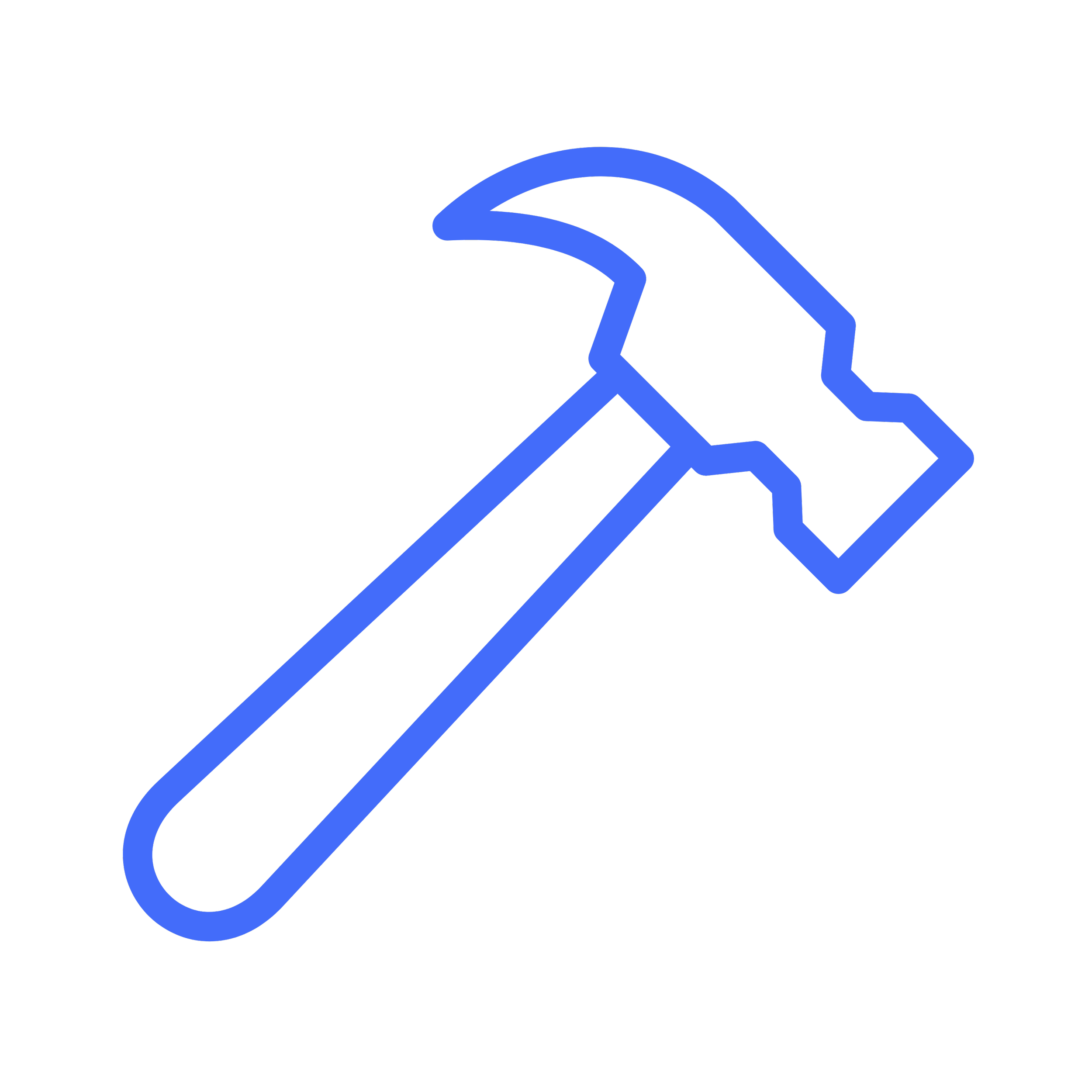 An illustration of a bent paperclip, outlined in blue on a black background.