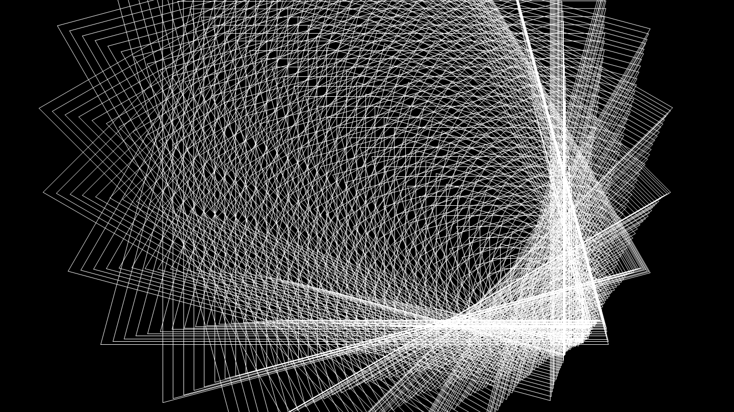 Abstract digital wireframe geometric pattern on black background.