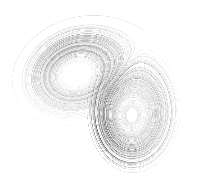 Abstract black and white concentric circle patterns overlapping on a white background