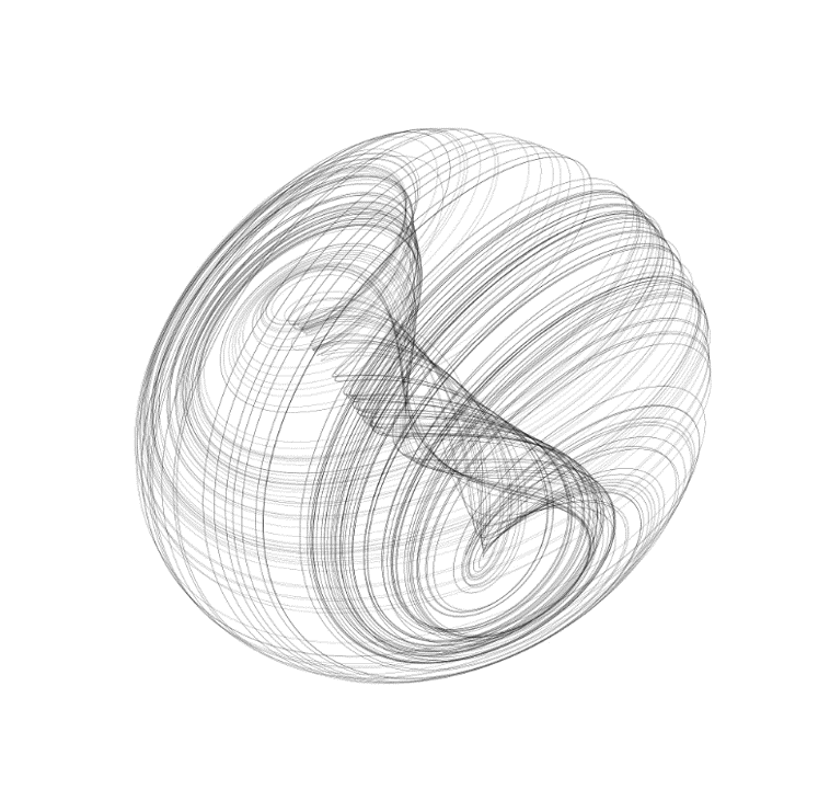 Black wireframe 3D model of a spherical object with a spiral or helix pattern inside.