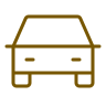 Line drawing of a car front view.